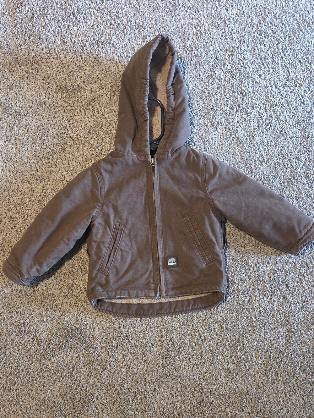 2T Berne Kids Hooded Brown Coat with Sherpa Lining